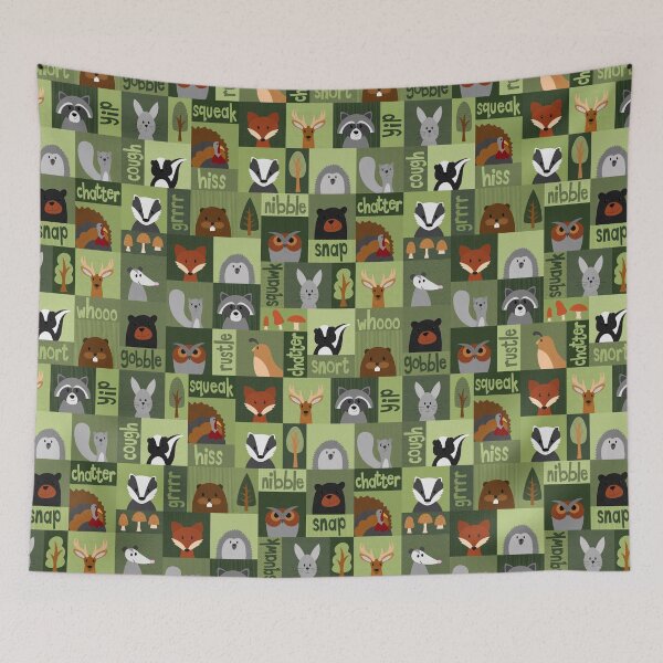 Item preview, Woodland Critters - forest animals quilt designed and sold by Shiny Happy World.