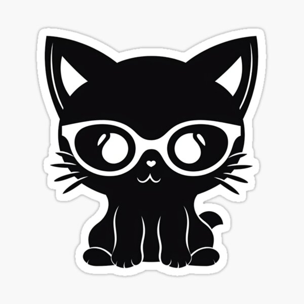 Black cat, cartoon, cat, fluffy, pet, sunglasses, vacation icon