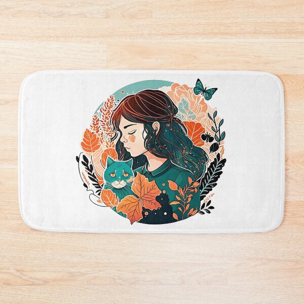 Item preview, Cat & Girl Kawaii Anime Retro Fall Cat Mom designed and sold by SecretDicer.