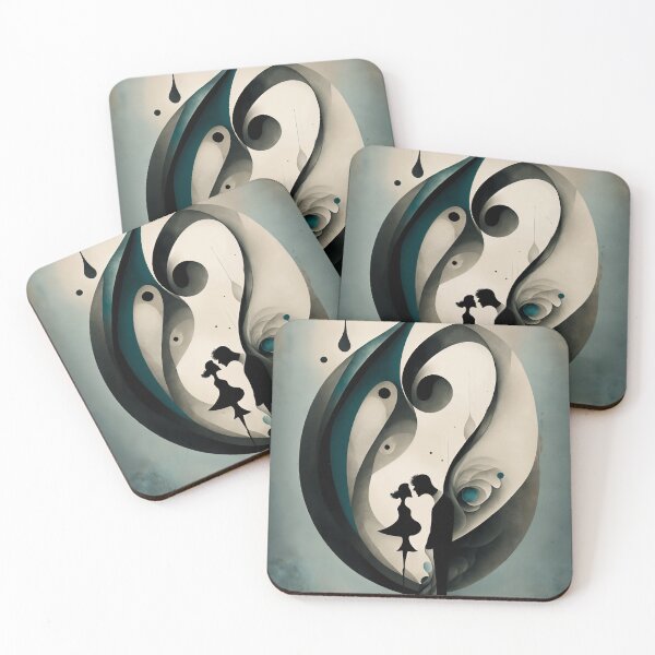Item preview, Silhouettes of a couple on an abstract background designed and sold by Norsia.