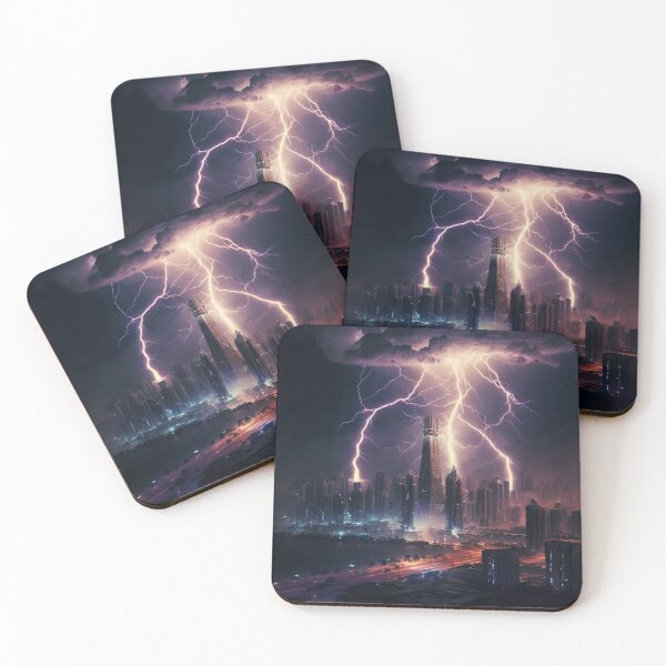 Item preview, Lightning Over the City designed and sold by Graffeine Art.