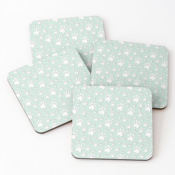Item preview, White on Duck Green Egg  Paw Pattern - Heart Paws with Outline designed and sold by 8PawsStudio.
