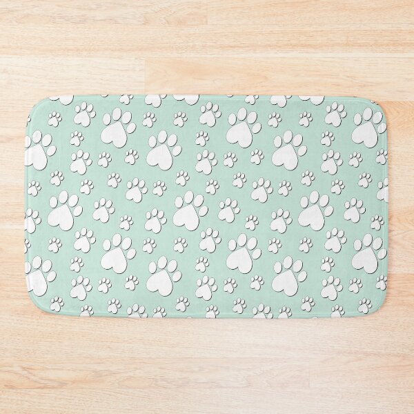 Item preview, White on Duck Green Egg  Paw Pattern - Heart Paws with Outline designed and sold by 8PawsStudio.