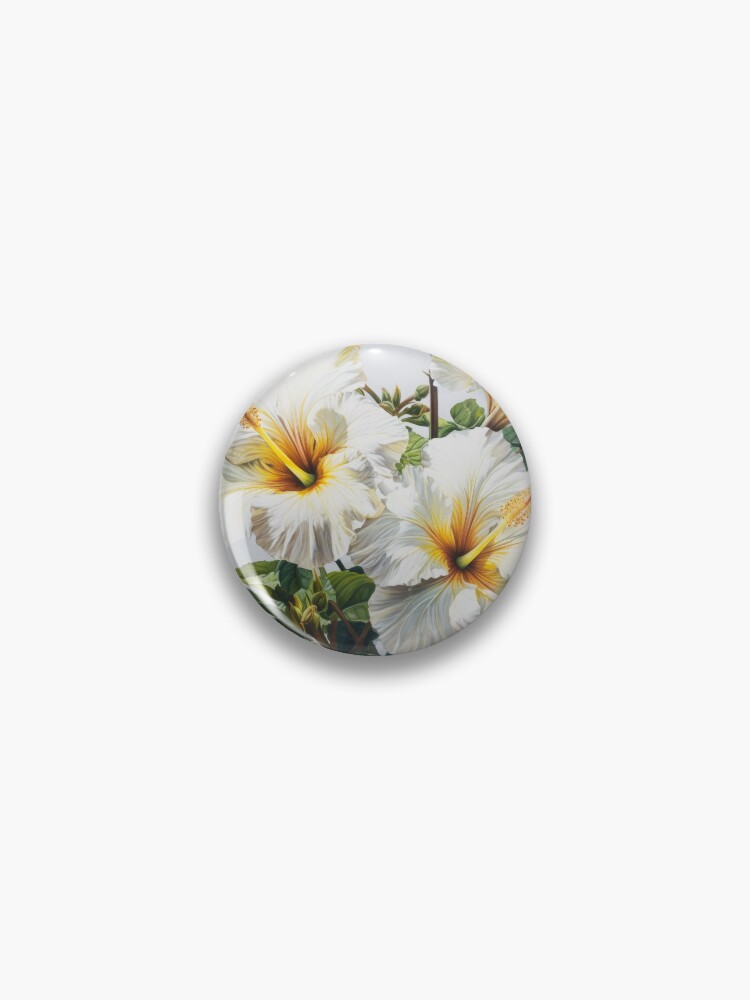 Thumbnail 1 von 3, Button, White Hibiscus designt und verkauft von brandonv111.