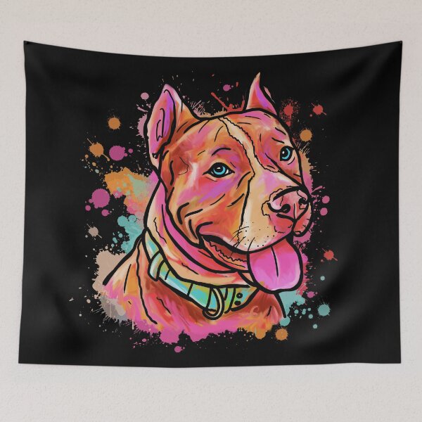 Item preview, Happy  American Pitbull / Staffordshire Terrier colorful - watercolor designed and sold by DarkDesign69.