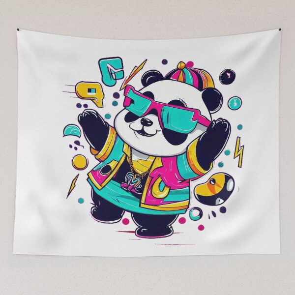 Aperçu de l'œuvre Panda pop coloré - un animal musical mignon créée et vendue par Designspire.