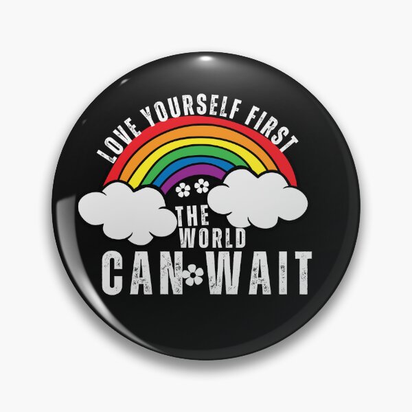 Item preview, Love Yourself First, the World Can Wait Rainbow Typography Quote designed and sold by thedazzlingmonk.