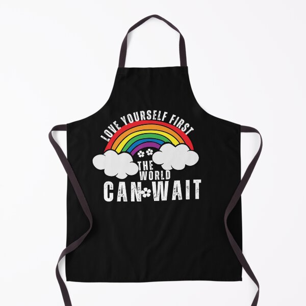 Item preview, Love Yourself First, the World Can Wait Rainbow Typography Quote designed and sold by thedazzlingmonk.