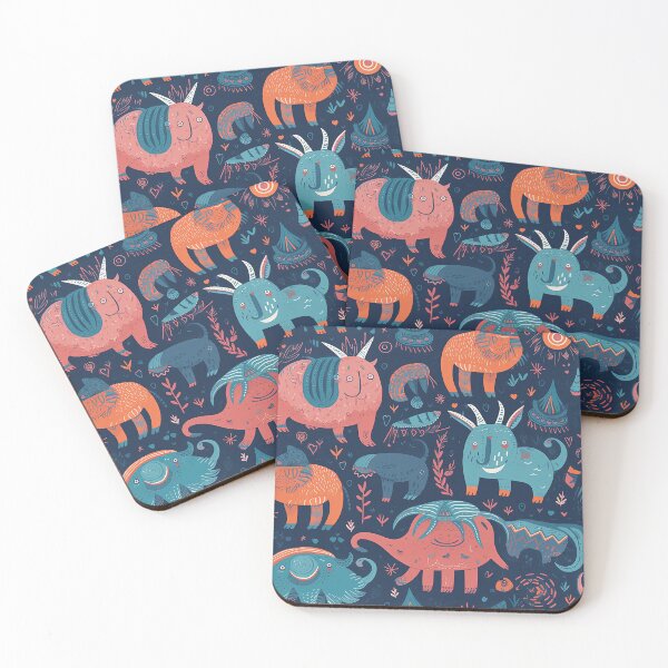 Item preview, Strange magical creatures in blue orange and pinkish tones designed and sold by HandEmporium.