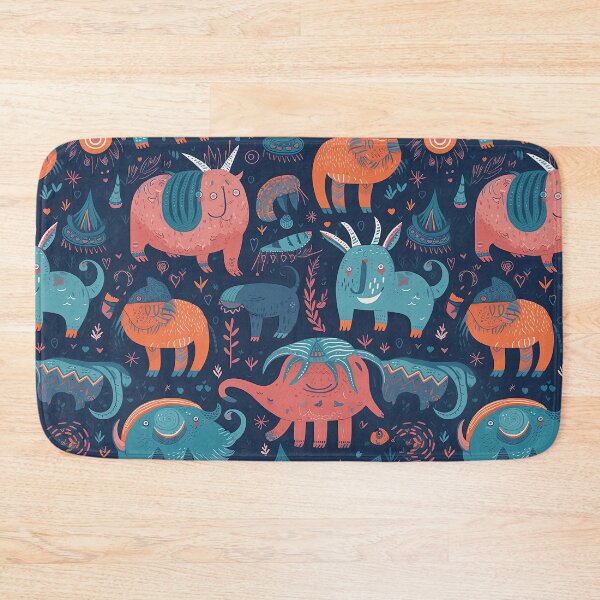 Item preview, Strange magical creatures in blue orange and pinkish tones designed and sold by HandEmporium.