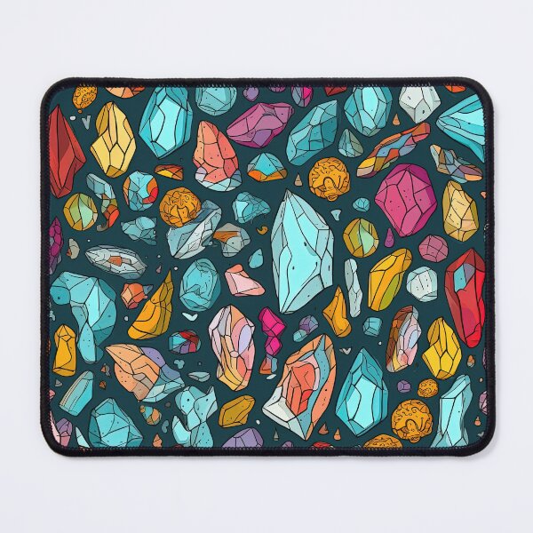 Item preview, Free flowing crystals and rocks on dark background with blue, red, yellow and purple. Seamless design, funky and cool. designed and sold by HandEmporium.