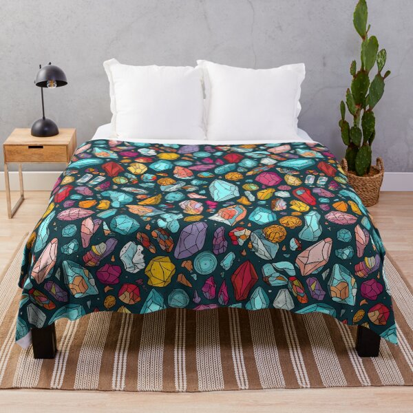 Item preview, Free flowing crystals and rocks on dark background with blue, red, yellow and purple. Seamless design, funky and cool. designed and sold by HandEmporium.