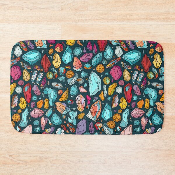 Item preview, Free flowing crystals and rocks on dark background with blue, red, yellow and purple. Seamless design, funky and cool. designed and sold by HandEmporium.
