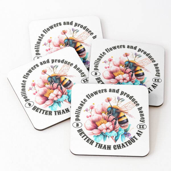 Item preview, vintage bee and flowers better than chatbot AI designed and sold by PositiveIdeas.