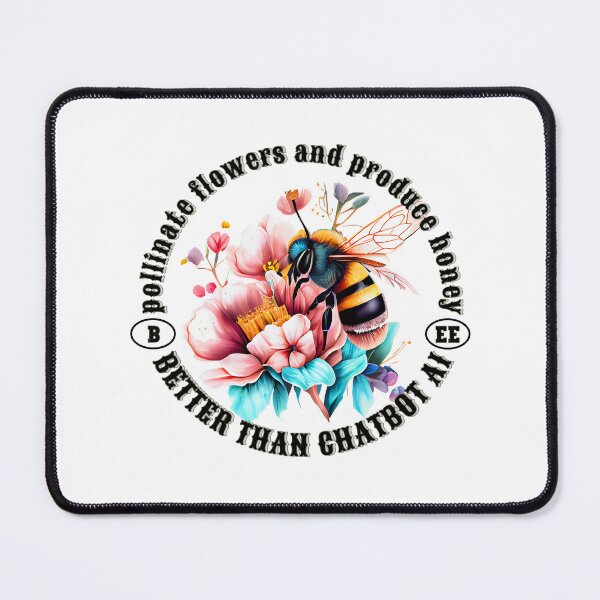 Item preview, vintage bee and flowers better than chatbot AI designed and sold by PositiveIdeas.