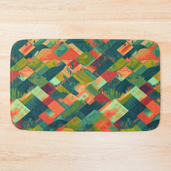 Item preview, Bird's Eye View of earth and fields, seamless green and colorful, summer geometry.  designed and sold by HandEmporium.
