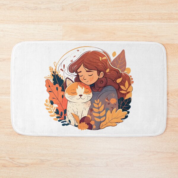 Item preview, Cute Cat & Girl Kawaii Anime Retro Fall Cat Mom designed and sold by SecretDicer.