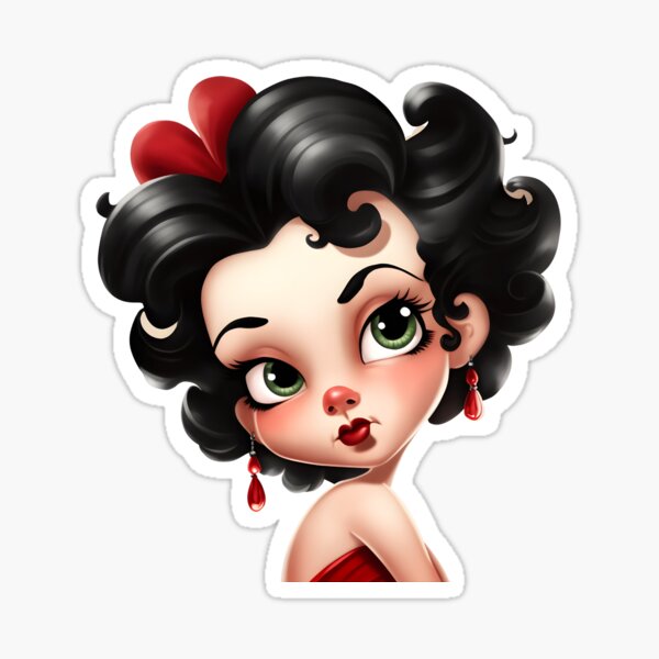 Caricature Portrait of a Vintage Cartoon Girl Sticker