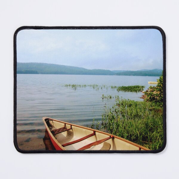 Item preview, Red Canoe Exploring The Lake Photography designed and sold by IrvineCreek.