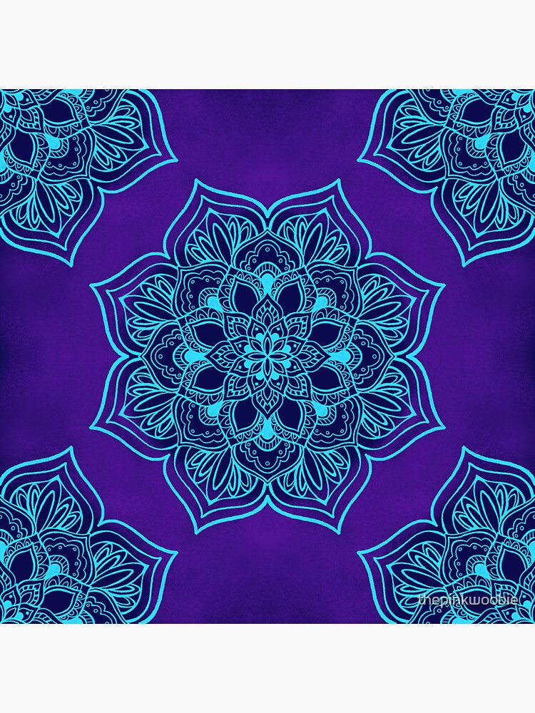 Thumbnail 3 of 3, Sticker, Blue on Purple on Blue Mandala designed and sold by thepinkwoobie.