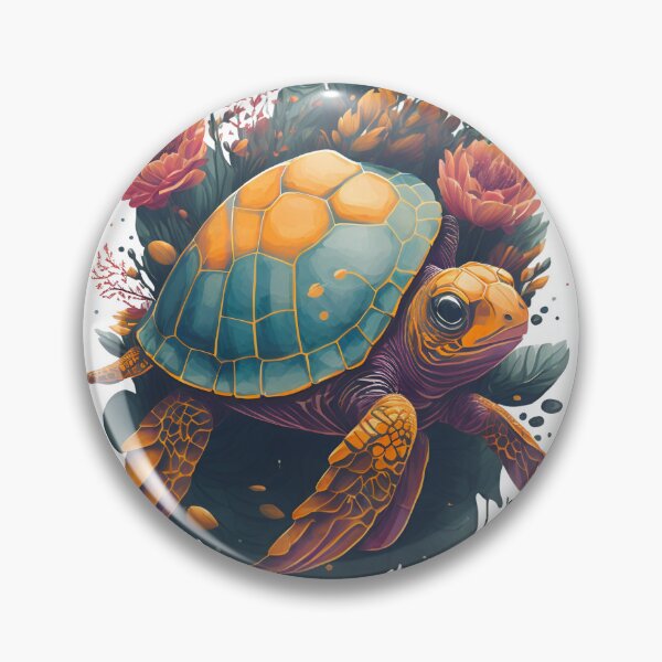 Item preview, Turtle with flowers designed and sold by monkycl.