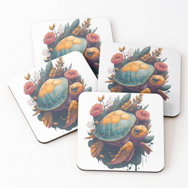 Item preview, Turtle with flowers designed and sold by monkycl.
