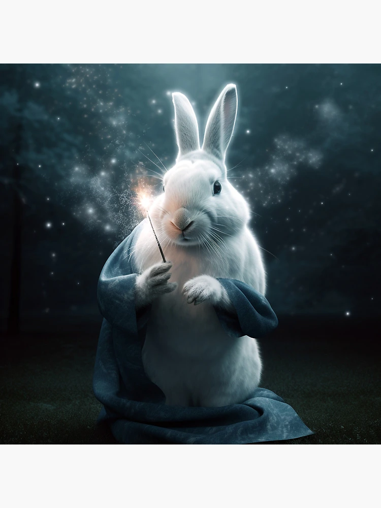 Thumbnail 4 of 4, Clock, Wizard Rabbit, Magical Bunny designed and sold by WhimsyWear-Fun.
