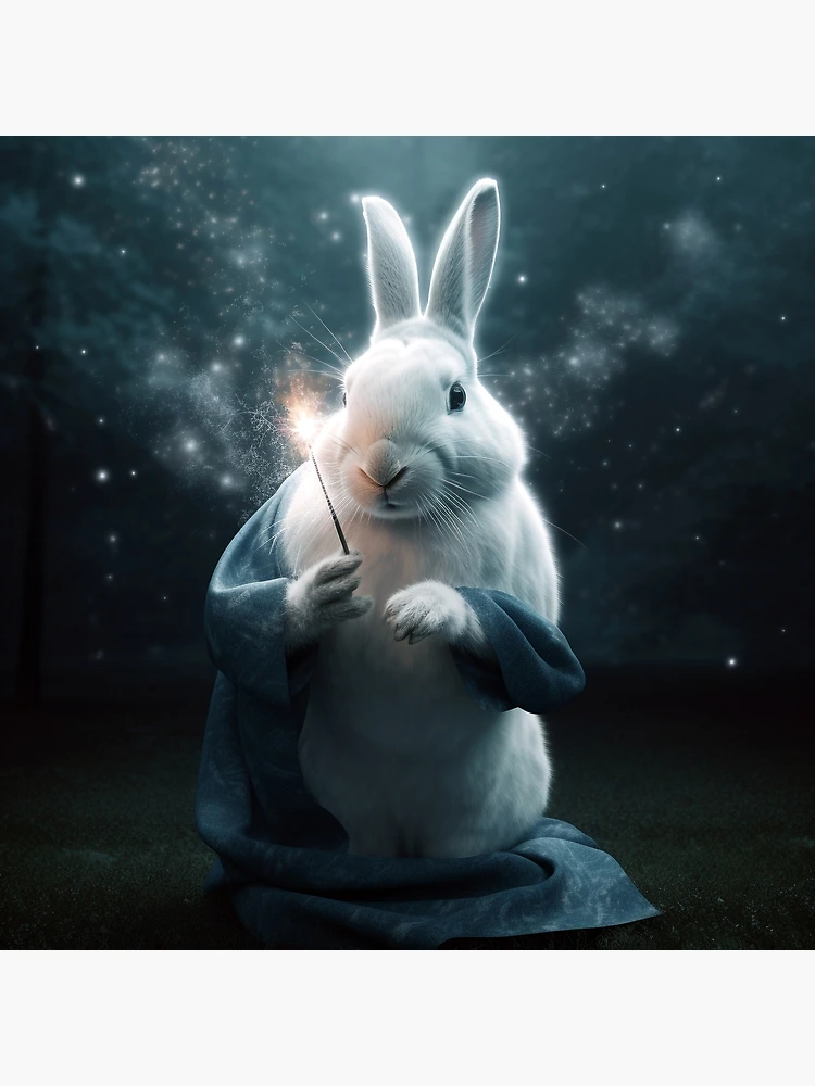 Thumbnail 3 of 3, Poster, Wizard Rabbit, Magical Bunny designed and sold by WhimsyWear-Fun.