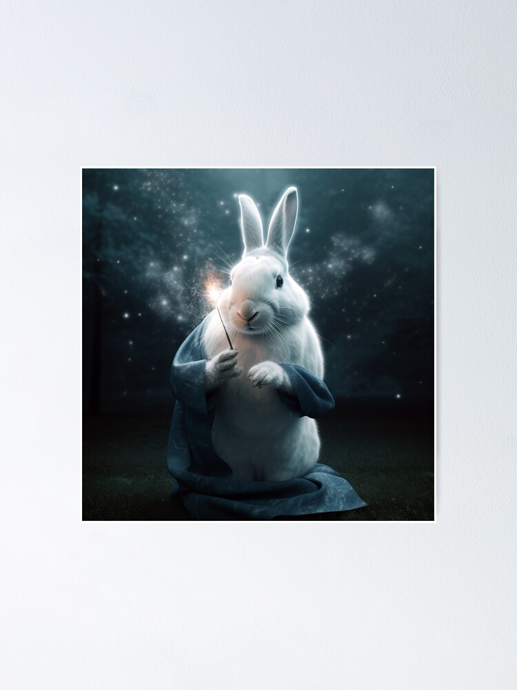 Thumbnail 1 of 3, Poster, Wizard Rabbit, Magical Bunny designed and sold by WhimsyWear-Fun.