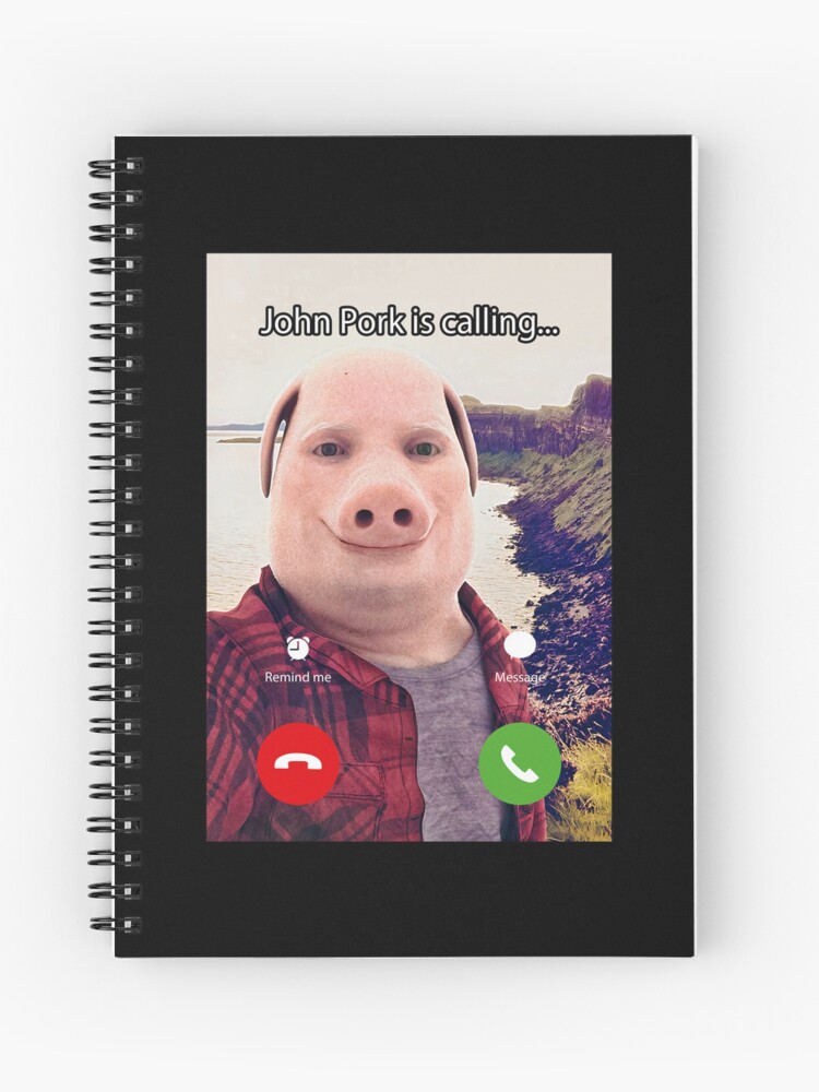 John Pork Is Calling Funny Answer Call Phone Spiral Notebook for