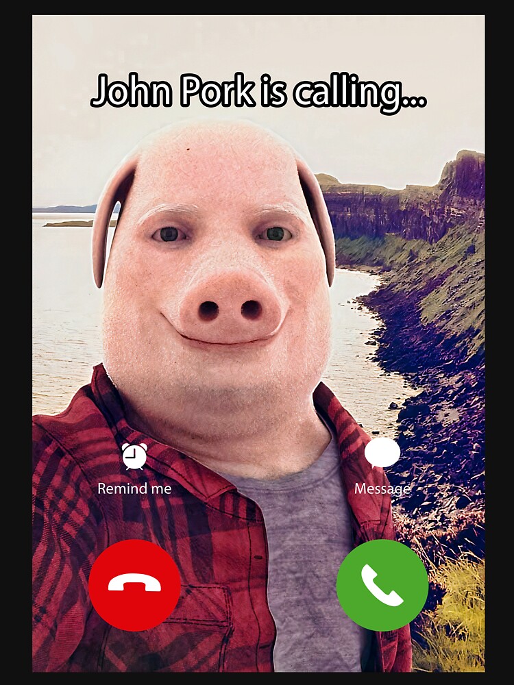 John Pork Is Calling Funny Answer Call Phone T-Shirt 