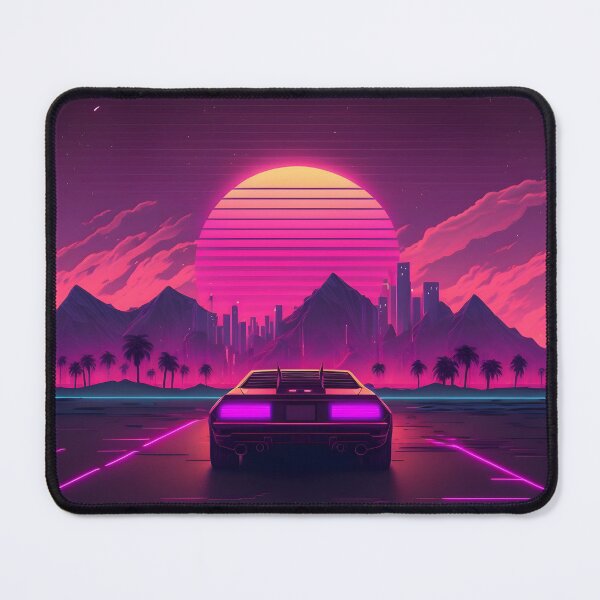 Aperçu de l'œuvre Rétrowave Sunset Delorean créée et vendue par muskitt.