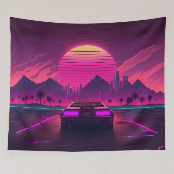 Item preview, Retrowave Sunset Delorean designed and sold by muskitt.