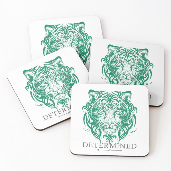 Item preview, Determined Tribal Tiger Face in Green - Make a Bold Statement designed and sold by ShadowAndSlate.