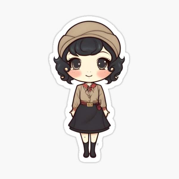 Vintage Elegance - Chibi Girl in 1910s Fashion Sticker