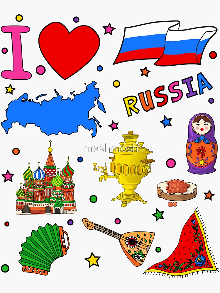 Russia flag map icon, flat style, Stock vector