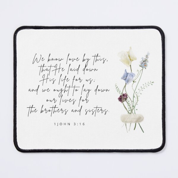 Item preview, We know love by this, that He laid down His life for us.  1 John 3:16 Bible Scripture postcard designed and sold by nancybernard.