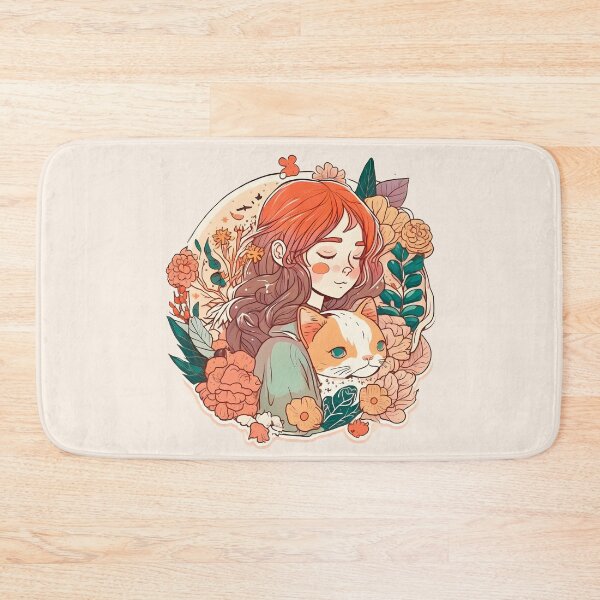 Item preview, Orange Cat & Girl Kawaii Anime Retro Floral Cat Mom designed and sold by SecretDicer.