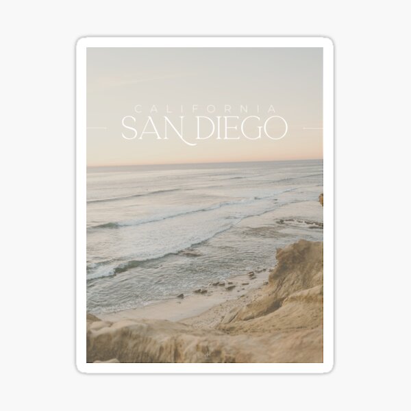 San Diego Sunset Cliffs, California Digital Art Poster Sticker