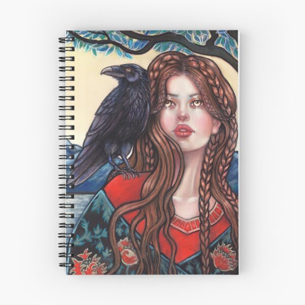 Item preview, Morgan Le Fay goddess and raven in art nouveau style designed and sold by MoonSpiral.