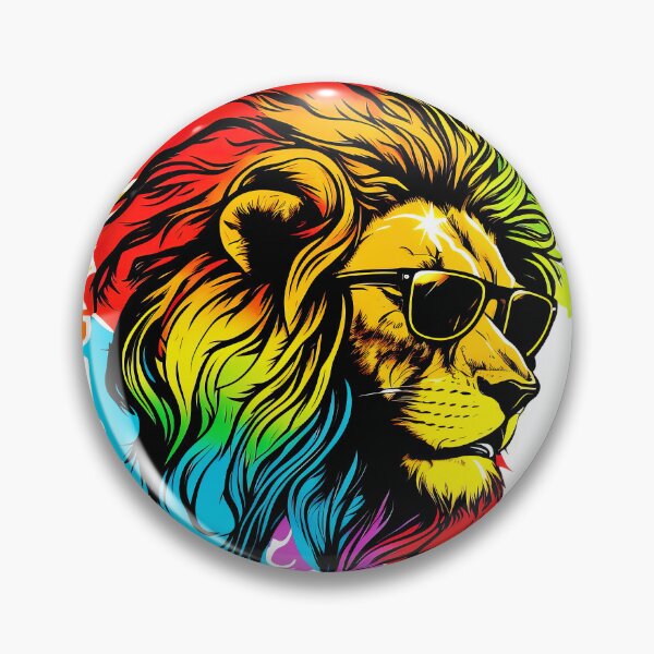 Item preview, Colorful rainbow lion wearing sunglasses designed and sold by ETconnections.