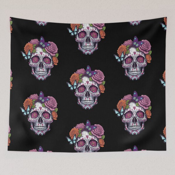 Item preview, Funny Sugar Candy Skull With Flowers designed and sold by allovervintage.