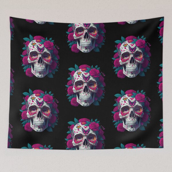 Item preview, Funny Sugar Candy Skull With Flowers designed and sold by allovervintage.
