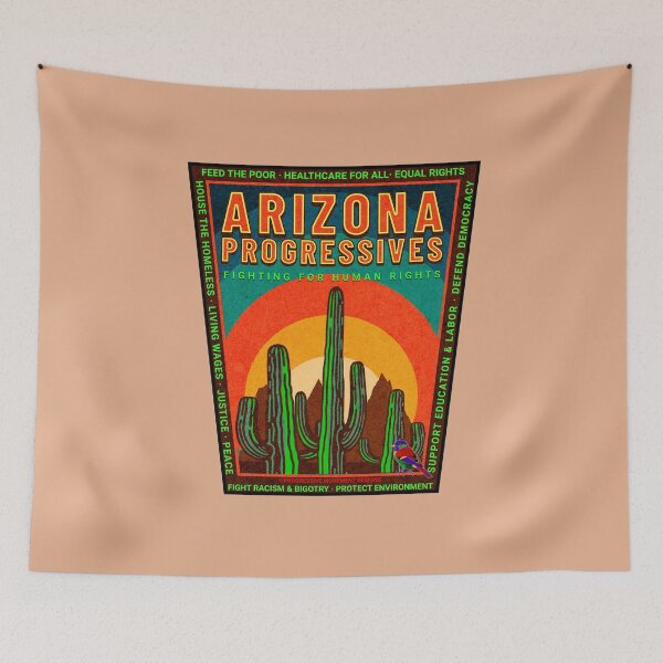 Item preview, PMD00854 Progressive Movement Designs Arizona Progressive pride design shows you support progressive policy goals for Democrats Independents and Bernie Sanders supporters saguaro cactus cacti designed and sold by ProgressiveLeft.