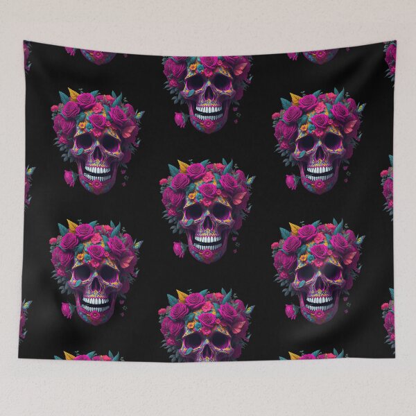 Item preview, Funny Sugar Candy Skull With Flowers designed and sold by allovervintage.