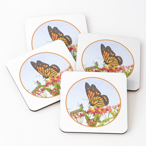 Item preview, Cute Monarch Caterpillar and Butterfly on Milkweed designed and sold by SnakeCharm.