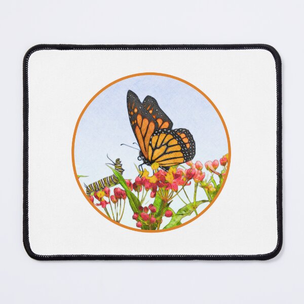 Item preview, Cute Monarch Caterpillar and Butterfly on Milkweed designed and sold by SnakeCharm.