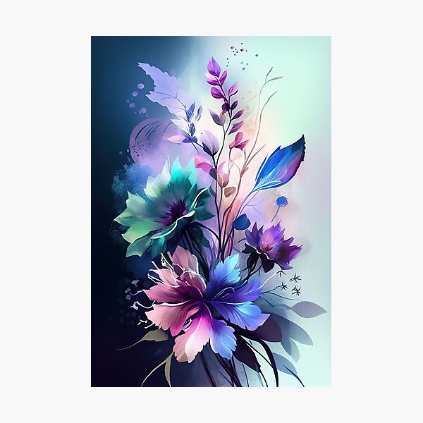 Multiple colors Flower collection #10 watercolor Photographic Print