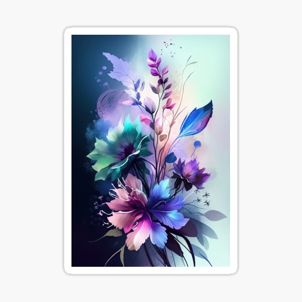 Multiple colors Flower collection #10 watercolor Sticker