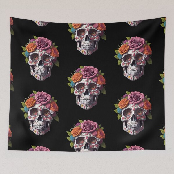 Item preview, Funny Sugar Candy Skull With Flowers designed and sold by allovervintage.